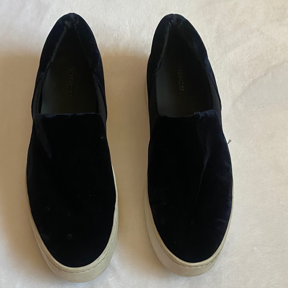 Vince Dark Blue Velvet Slip-On Shoes